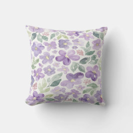 Lila Aquarellblumen Kissen