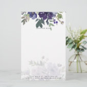 Lila Aquarellblumen personalisiert Briefpapier (Stehend Vorderseite)