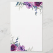Lila Aquarellblumen personalisiert Briefpapier (Rückseite)