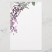 Lila Aquarellblumen personalisiert Briefpapier (Rückseite)