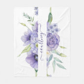 Lila Aquarellblumen personalisiert Fleecedecke (Vorderseite)