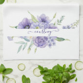 Lila Aquarellblumen personalisiert Geschirrtuch (Gefaltet)