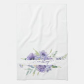 Lila Aquarellblumen personalisiert Geschirrtuch (Vertikal)