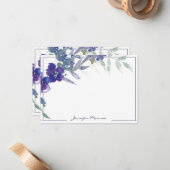 Lila Aquarellblumen personalisiert Mitteilungskarte (Vorderseite/Rückseite Beispiel)