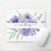 Lila Aquarellblumen personalisiert Mousepad (Mit Mouse)