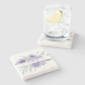 Lila Aquarellblumen personalisiert Steinuntersetzer (Seitenansicht)