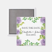 Lila Aquarellblumen Save the Date Magnet (Vorderseite/Rückseite)