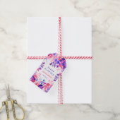 Lila Aquarellblüte jeden Alters glücklich Geburtst Geschenkanhänger (Mit Garn)