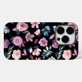 Lila Aquarellblüte mit Monogramm Case-Mate iPhone Hülle (Rückseite (Horizontal))