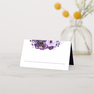 Lila Aquarellblüten Moderne Königliche Hochzeit Platzkarte
