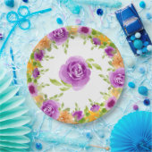 Lila Aquarellblüten Pappteller (Party)