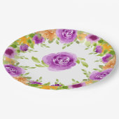 Lila Aquarellblüten Pappteller (Schrägansicht)