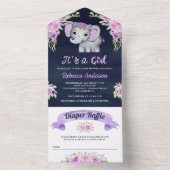 Lila Aquarellblütendusche All In One Einladung (Innen Boden)