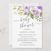 Lila Aquarellblütendusche Einladung (Vorderseite)