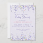 Lila Aquarellblütendusche Niedliche Babydusche Einladung (Vorderseite)