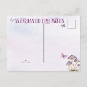 Lila Aquarellblütenmärsche Erster Geburtstag Einladungspostkarte (Rückseite)