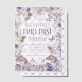 Lila Aquarellblütenmärsche Erster Geburtstag Pergament Einladungen (Versetzt (Einladung))