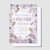 Lila Aquarellblütenmärsche Erster Geburtstag Pergament Einladungen (Versetzt)