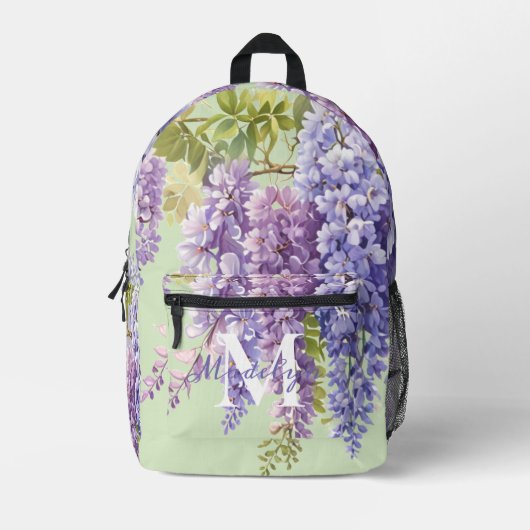 Lila Aquarellblütenwisteria lilac botanisch Bedruckter Rucksack (Vorderseite)