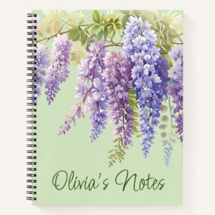 Lila Aquarellblütenwisteria lilac botanisch Notizblock