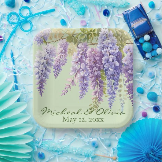 Lila Aquarellblütenwisteria lilac botanisch Pappteller (Party)