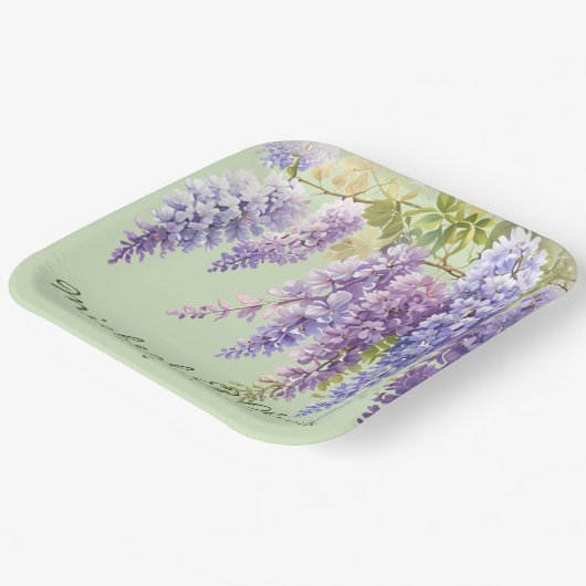 Lila Aquarellblütenwisteria lilac botanisch Pappteller (Gewinkelt)