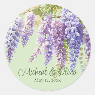 Lila Aquarellblütenwisteria lilac botanisch Runder Aufkleber