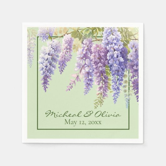 Lila Aquarellblütenwisteria lilac botanisch Serviette (Vorderseite)