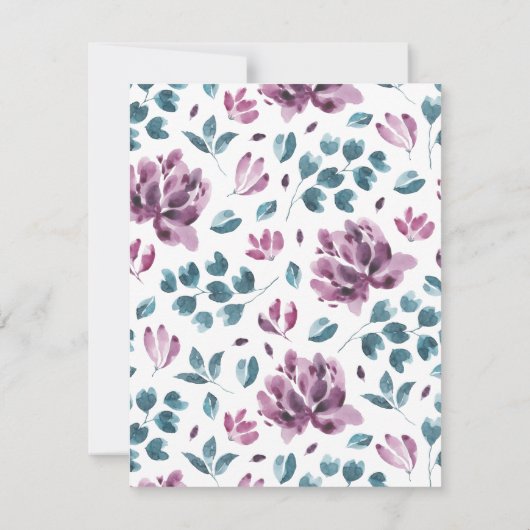 Lila Aquarelldusche Peony Bridal Einladung (Rückseite)