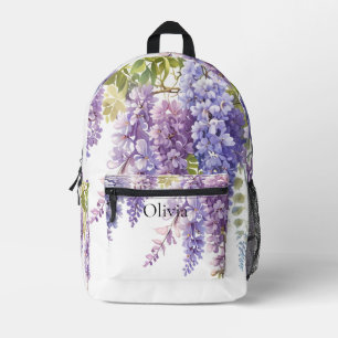 Lila Aquarelleria floral Bedruckter Rucksack