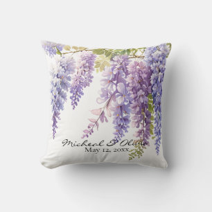 Lila Aquarelleria floral Kissen