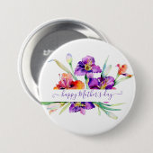 Lila Aquarellfarbe Iris personalisiert Button (Vorne & Hinten)