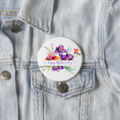 Lila Aquarellfarbe Iris personalisiert Button (Beispiel)