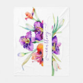 Lila Aquarellfarbe Iris personalisiert Fleecedecke (Vorderseite)