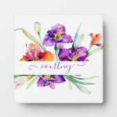 Lila Aquarellfarbe Iris personalisiert Fotoplatte (Vorderseite)