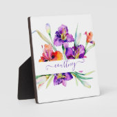 Lila Aquarellfarbe Iris personalisiert Fotoplatte (Vorderseite)
