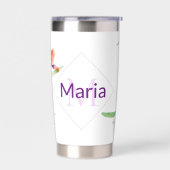 Lila Aquarellfarbe Iris personalisiert Kaffee Tass Thermobecher (Links)