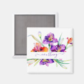 Lila Aquarellfarbe Iris personalisiert Magnet (Vorderseite/Rückseite)