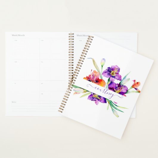 Lila Aquarellfarbe Iris personalisiert Planer (Anzeige)