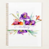 Lila Aquarellfarbe Iris personalisiert Planer (Vorderseite)