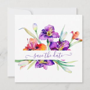 Lila Aquarellfarbe Iris personalisiert Save The Date