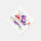 Lila Aquarellfarbe Iris personalisiert Serviette (Ecke)