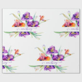 Lila Aquarellfarbe Iris personalisierte Umhüllungs Geschenkpapier (Flach)