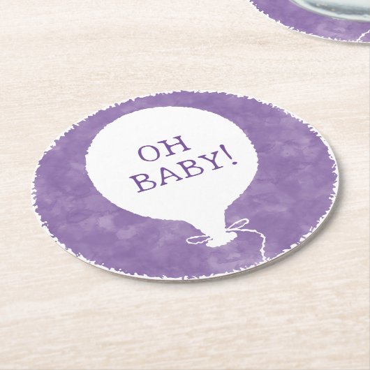 Lila Aquarellfarbe Kinderdusche Oh Baby Runder Pappuntersetzer (Angewinkelt)