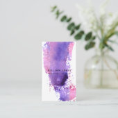Lila Aquarellfarbe Minimalistisch QR Code Soziale Visitenkarte (Stehend Vorderseite)