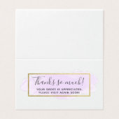 Lila Aquarellfarbe Modernes Gold Dankeschön Karte (Außenseite Aufgefaltet)