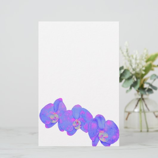 Lila Aquarellfarbe Orchideenmalerei Briefpapier (Stehend Vorderseite)