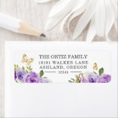 Lila Aquarellfarbe Rose Schmetterling Rücksendeadr (Insitu)