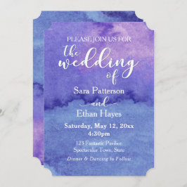 Lila Aquarellfarbe "The Wedding of" Typografie Einladung