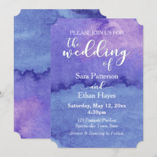 Lila Aquarellfarbe "The Wedding of" Typografie Einladung